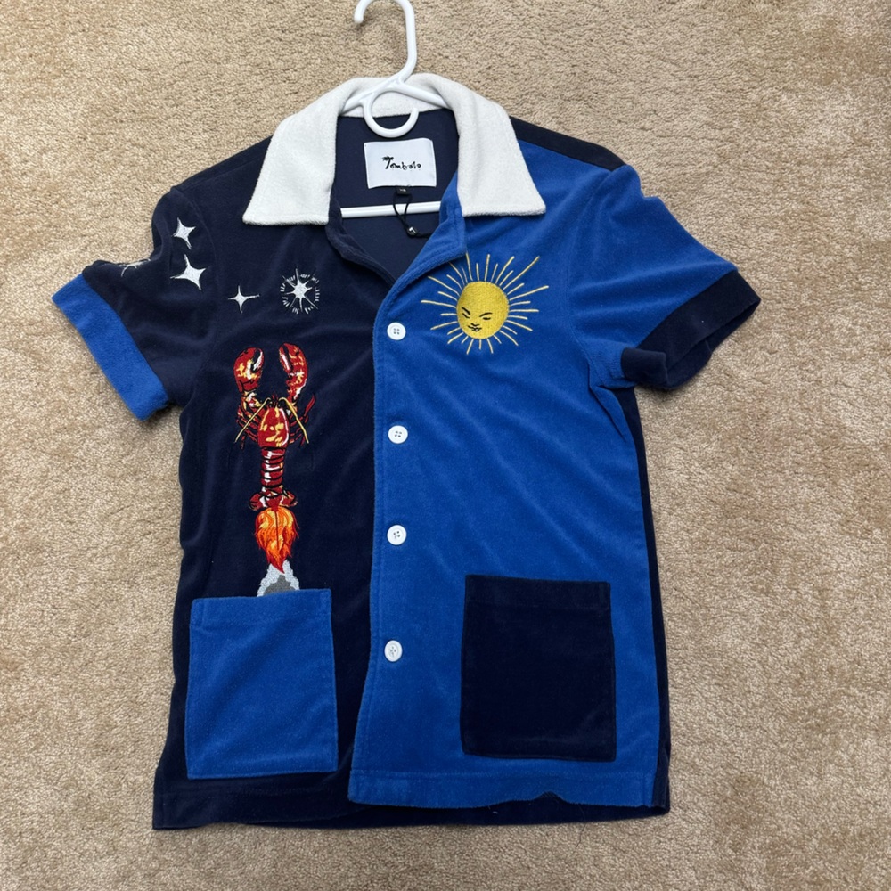 Tombolo “rocket lobster” cabana terry cloth top